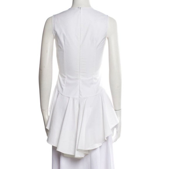 Alexander McQueen 2013 white Cotton Draped High Low Peplum crew neck Tank Top - Picture 4 of 14